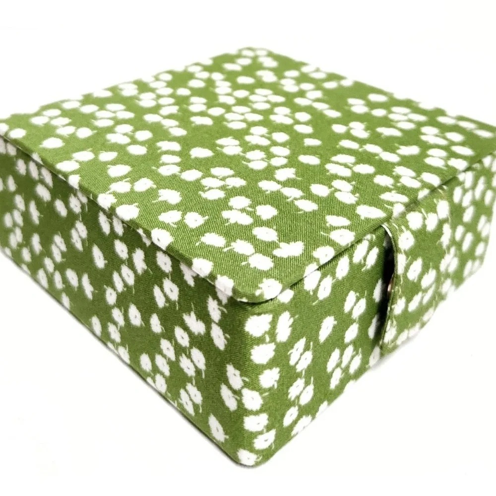 Anthropologie Cosette Floral Jewelry Box Green Botanical Small with Mirror